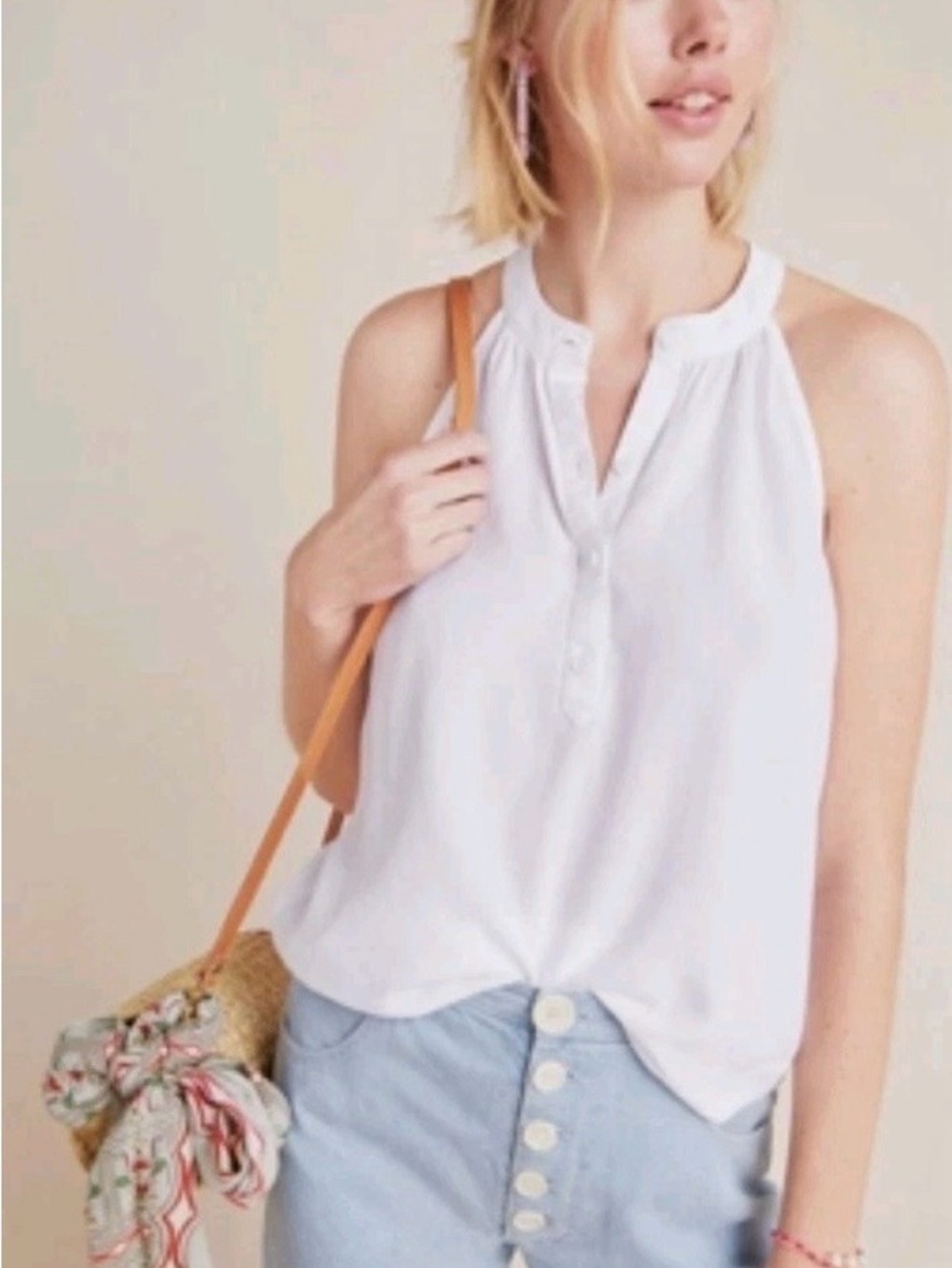 cloth & stone White Sleeveless Tank Top